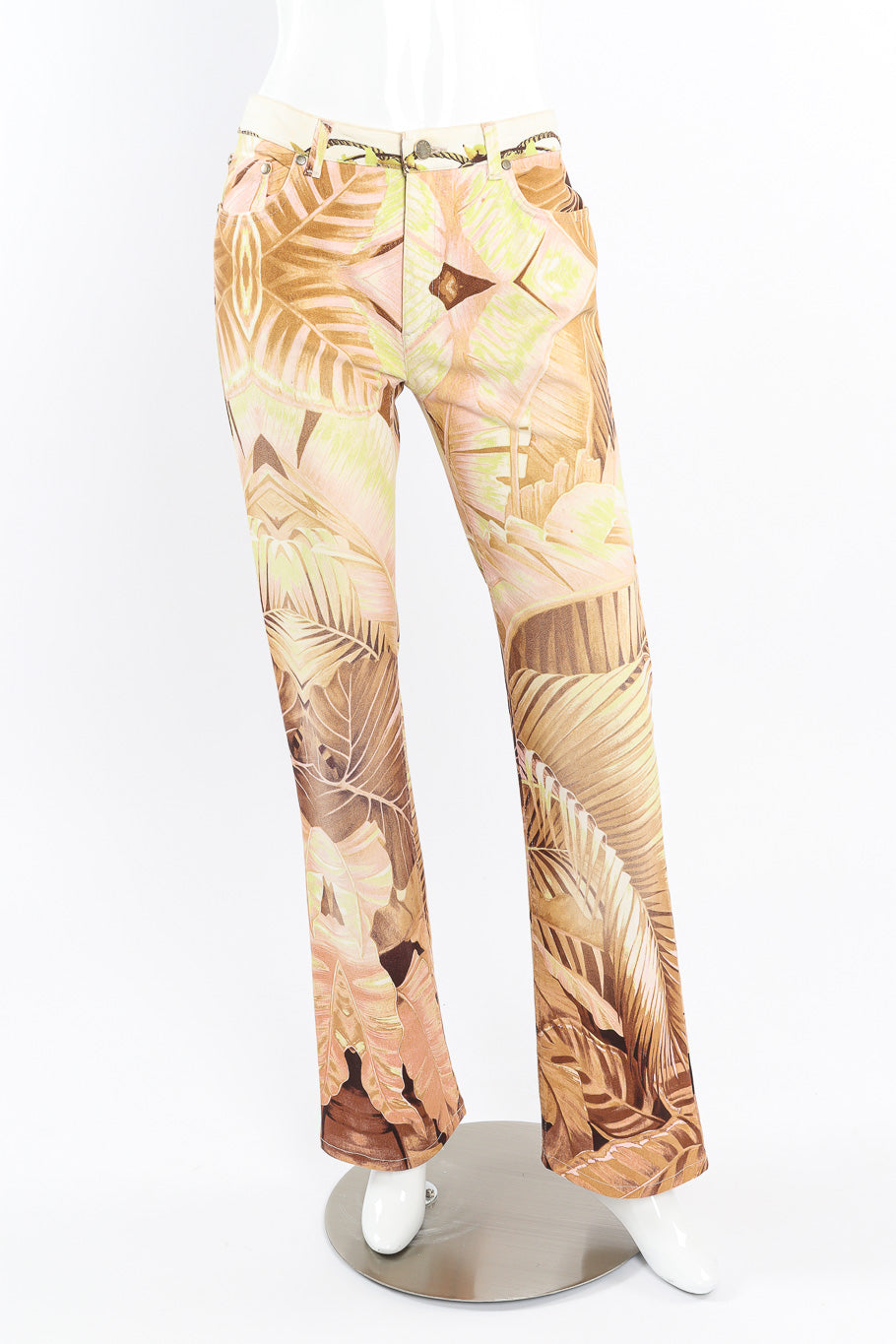 Palm print jeans by Roberto Cavalli on mannequin front @recessla