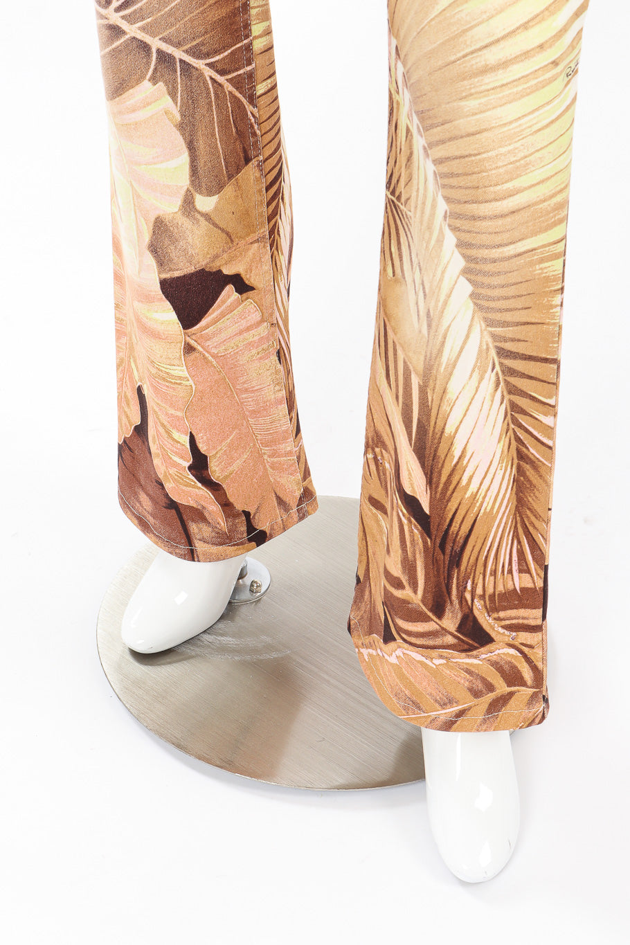 Palm print jeans by Roberto Cavalli on mannequin hems close @recessla