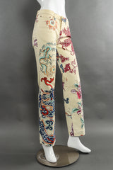 Vintage Roberto Cavalli Tattoo Graphic Denim Pants side view on mannequin @Recessla