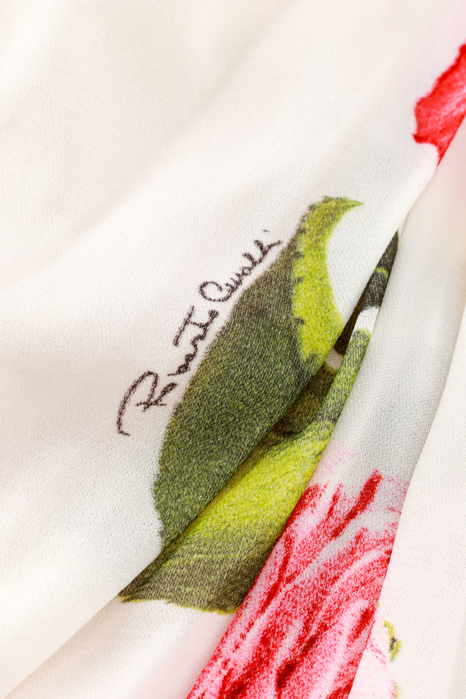 Roberto Cavalli Ruched Floral Cocktail Dress fabric detail @RECESS LA