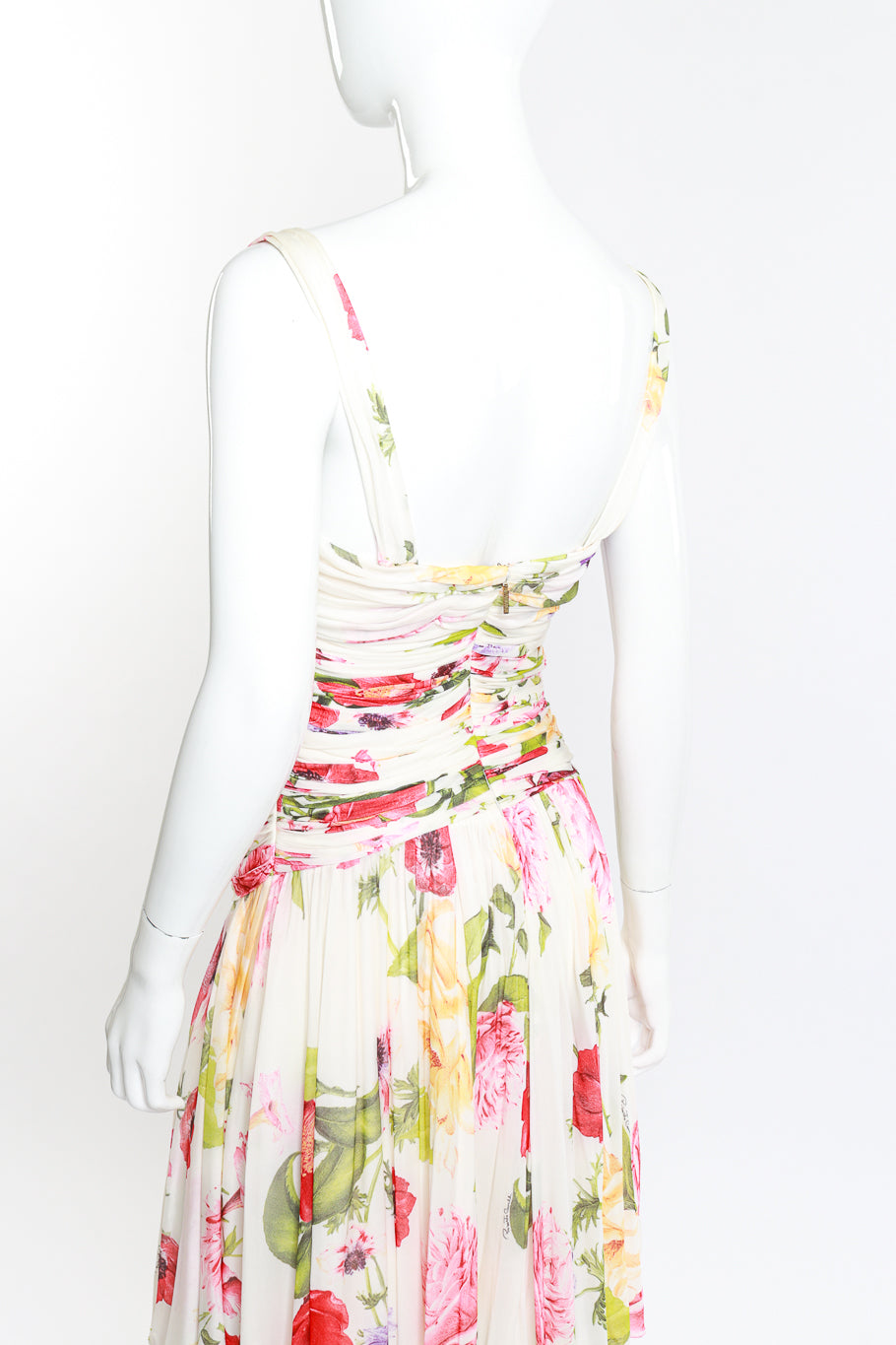 Roberto Cavalli Ruched Floral Cocktail Dress back mannequin @RECESS LA