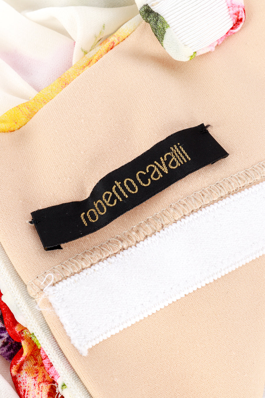 Roberto Cavalli Ruched Floral Cocktail Dress label detail @RECESS LA