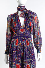 Roberto Cavalli Piano Shawl Print Peasant Dress front on manenquin closeup @recess la