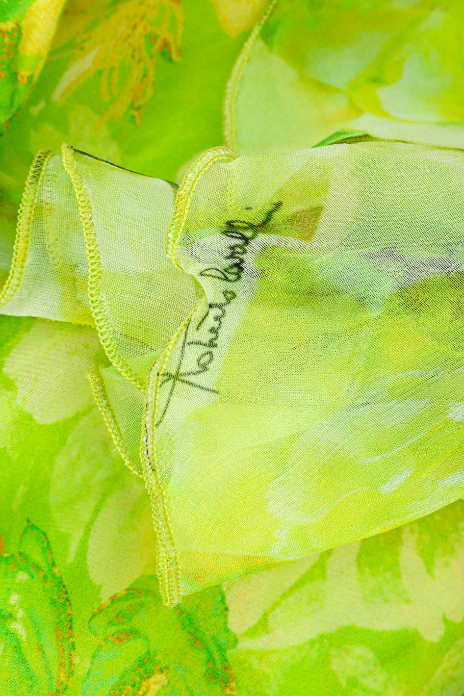 Roberto Cavalli Silk Floral Peasant Dress printed signature closeup @recess la