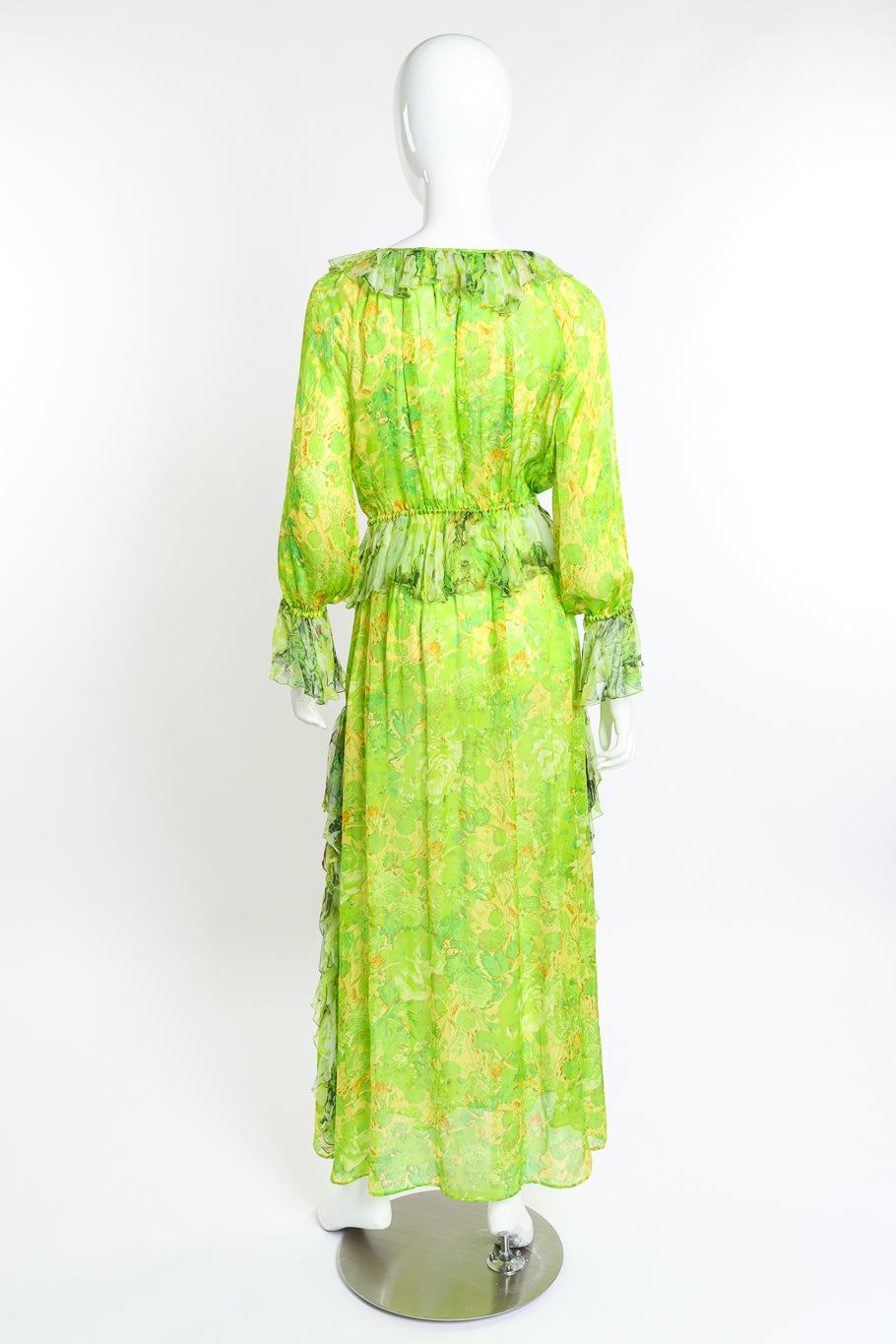 Roberto Cavalli Silk Floral Peasant Dress back on mannequin @recess la