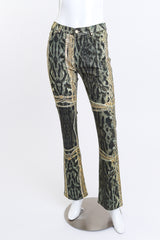 Roberto Cavalli 2003 F/W Leopard & Chain High Rise Jeans front on manenquin @recess la