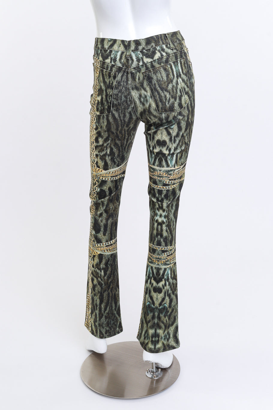 Roberto Cavalli 2003 F/W Leopard & Chain High Rise Jeans back on mannequin @recess la