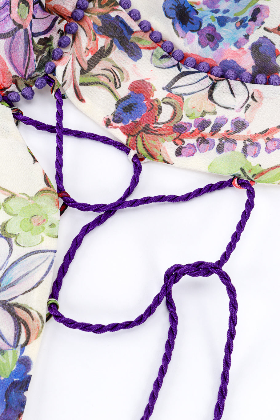 Roberto Cavalli Floral Bell Sleeve Peasant Dress laceup closure closeup @recess la