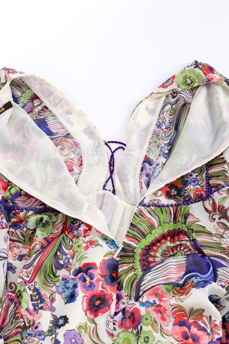 Roberto Cavalli Floral Bell Sleeve Peasant Dress back unzipped @recess la