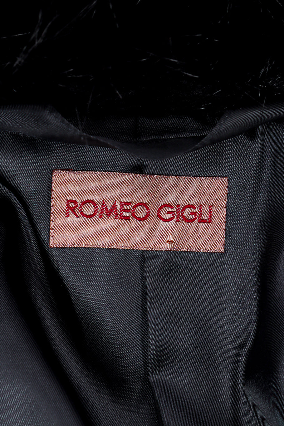 Vintage Romeo Gigli Faux Fur Coat signature label @recessla
