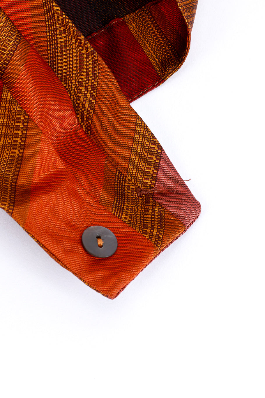 Vintage Romeo Gigli Mixed Stripe Tie-Front Top missing button closeup @recess la