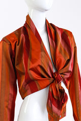 Vintage Romeo Gigli Mixed Stripe Tie-Front Top front on mannequin closeup @recess la