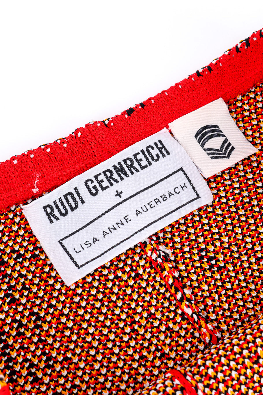 Rudi Gernreich 2018 F/W Graphic Knit Pant signature label closeup @Recessla