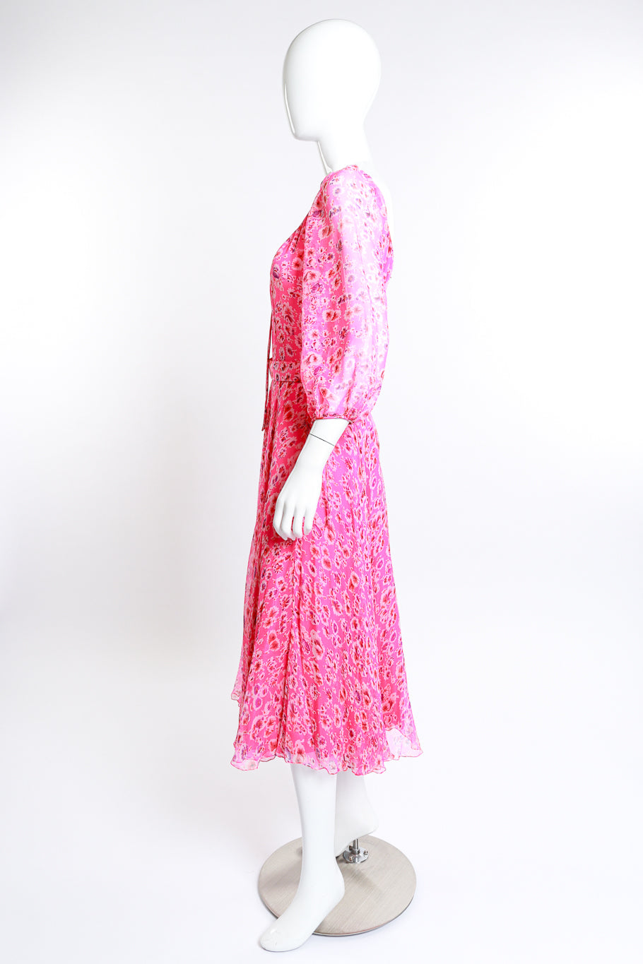 Vintage Saz Boutique Floral Chiffon Maxi Dress side on mannequin @RECESS LA