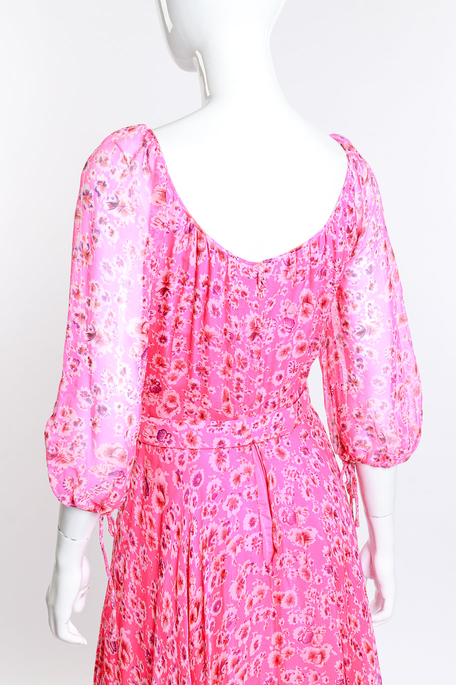 Vintage Saz Boutique Floral Chiffon Maxi Dress back detail on mannequin @RECESS LA