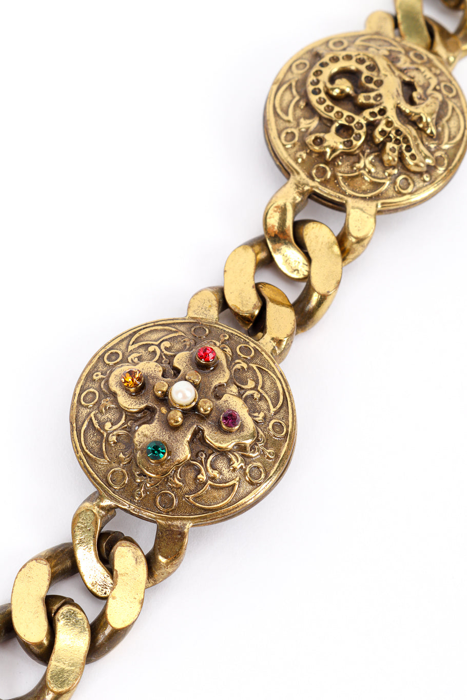 Vintage Il Gioiello Medallion Necklace, Bracelet and Earring Set necklace medallion closeup @recess la