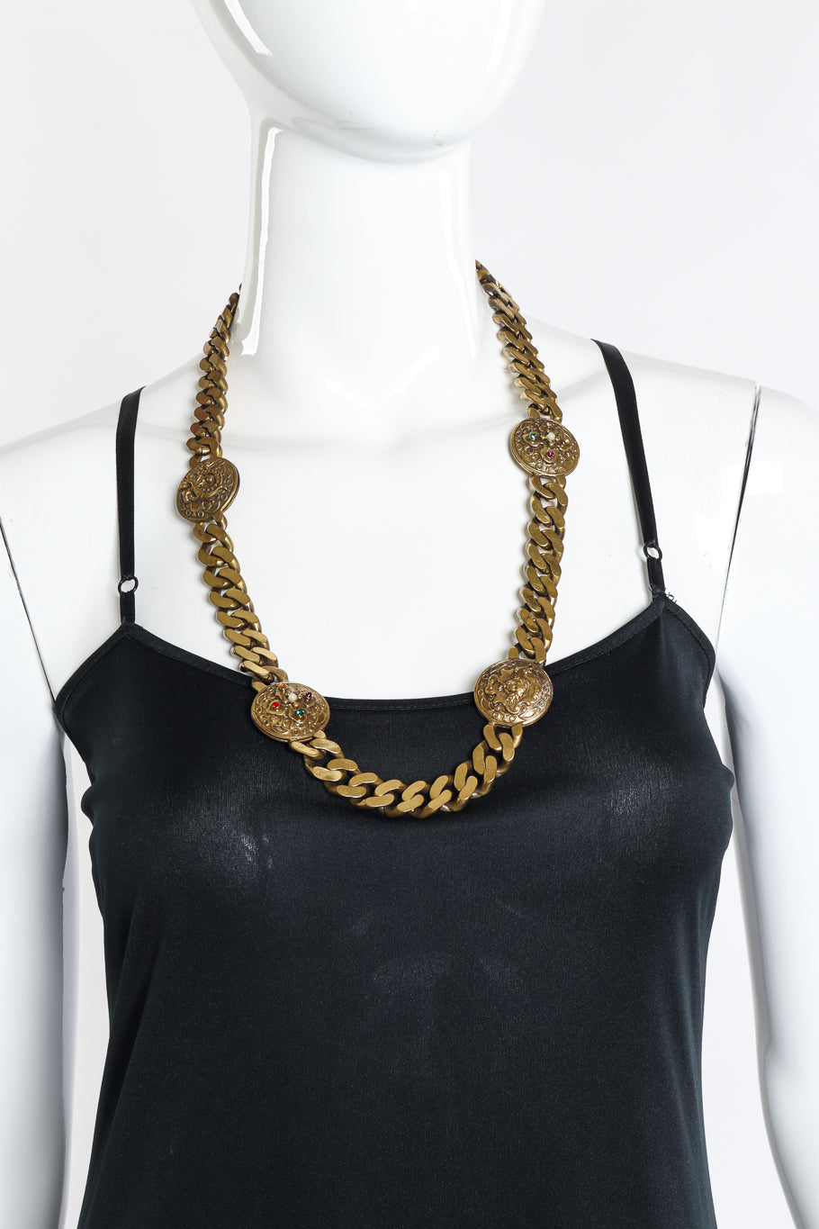 Vintage Il Gioiello Medallion Necklace, Bracelet and Earring Set necklace on mannequin @recess la
