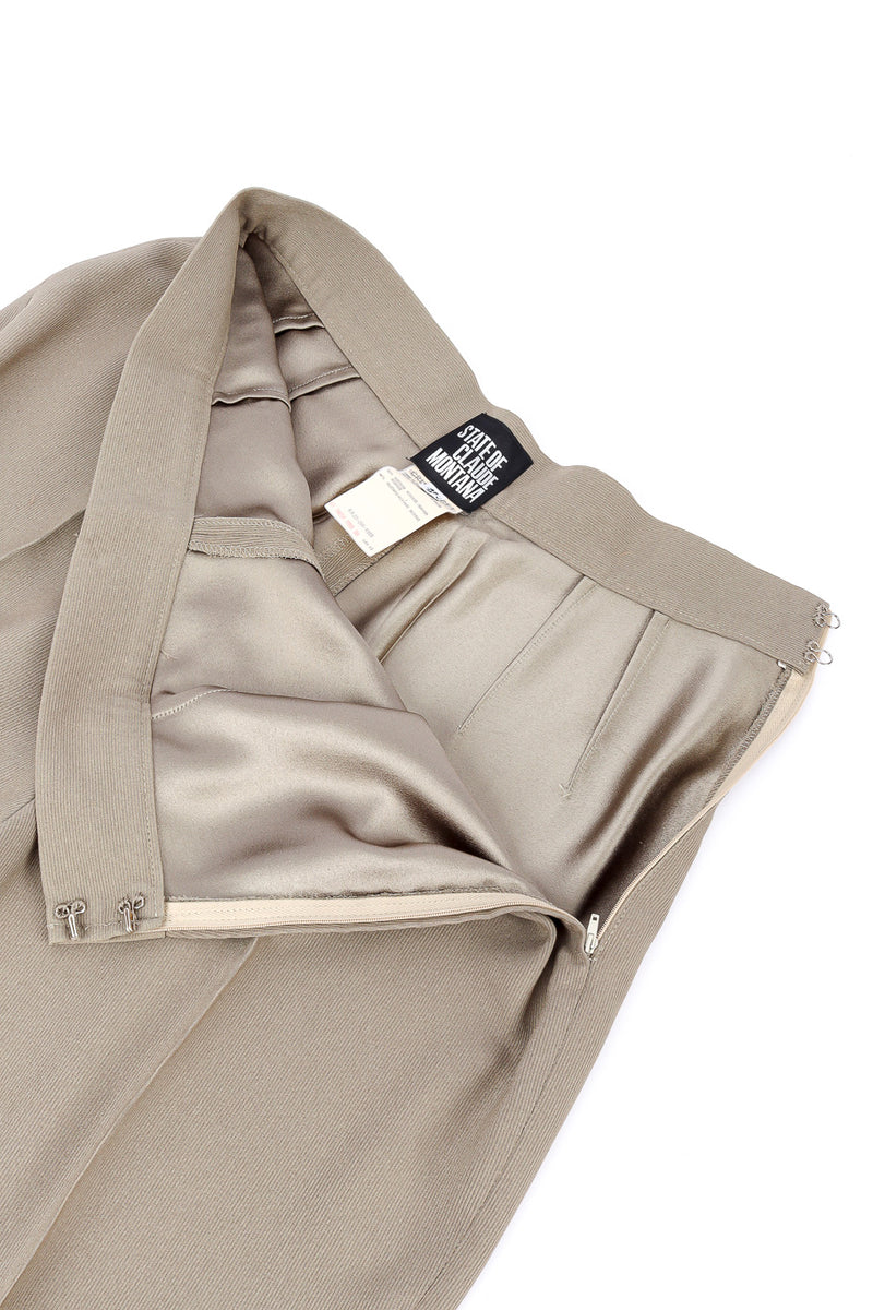 CLAUDE MONTANA Size 8 Beige Peak Lapel Single Button Pant-Suit