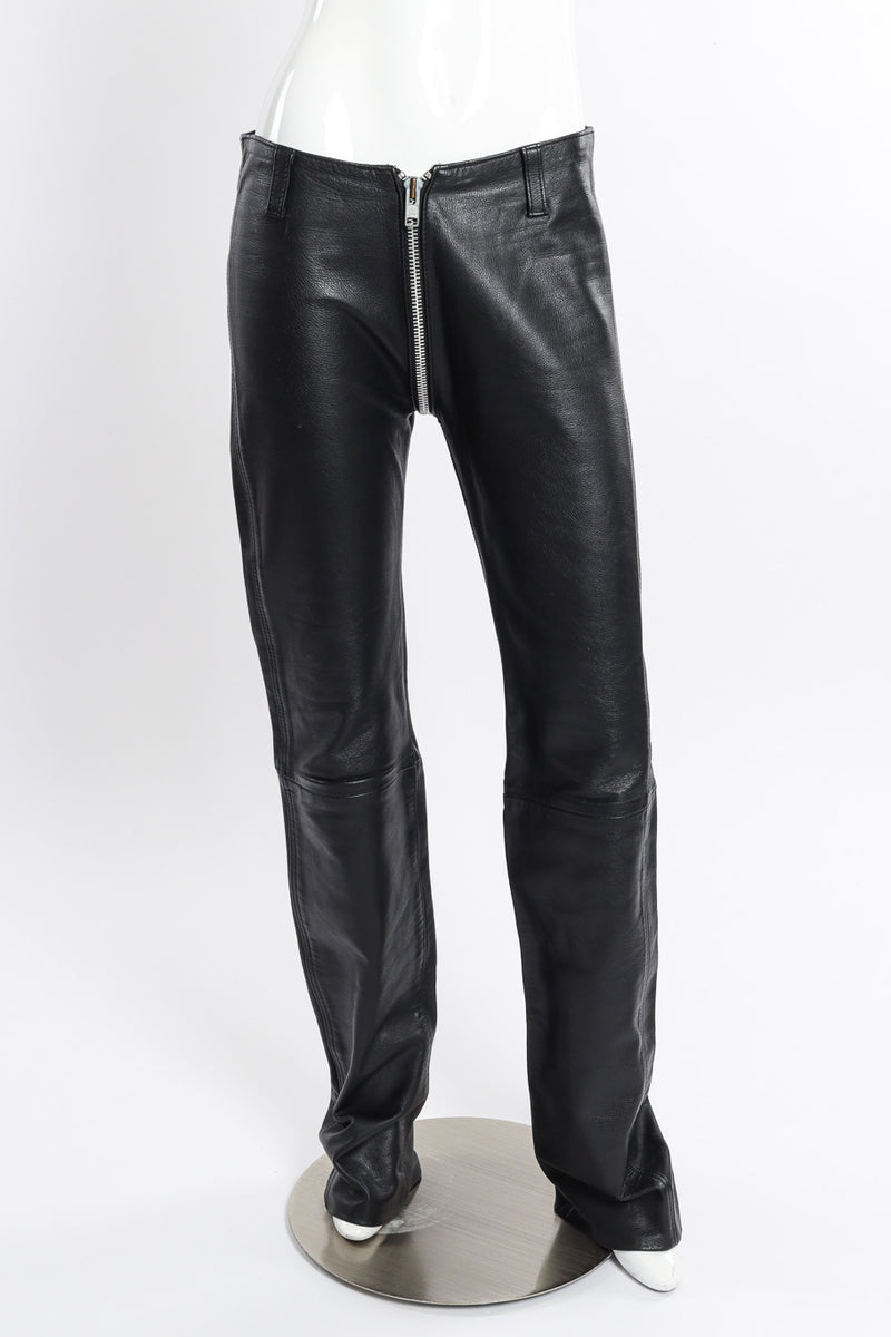 Vintage Stormy Leather Zipper Rise Leather Pant front view on mannequin @recessla