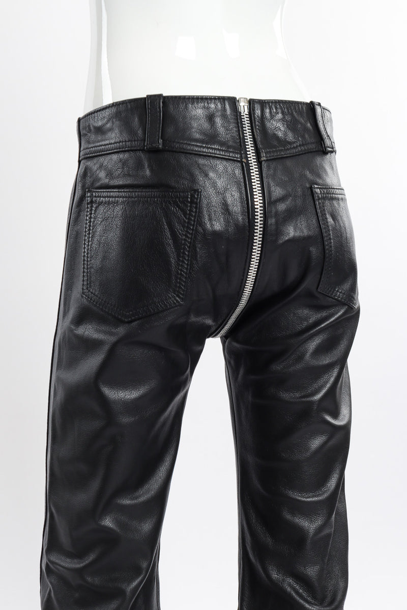 Vintage Stormy Leather Zipper Rise Leather Pant back view on mannequin closeup @recessla