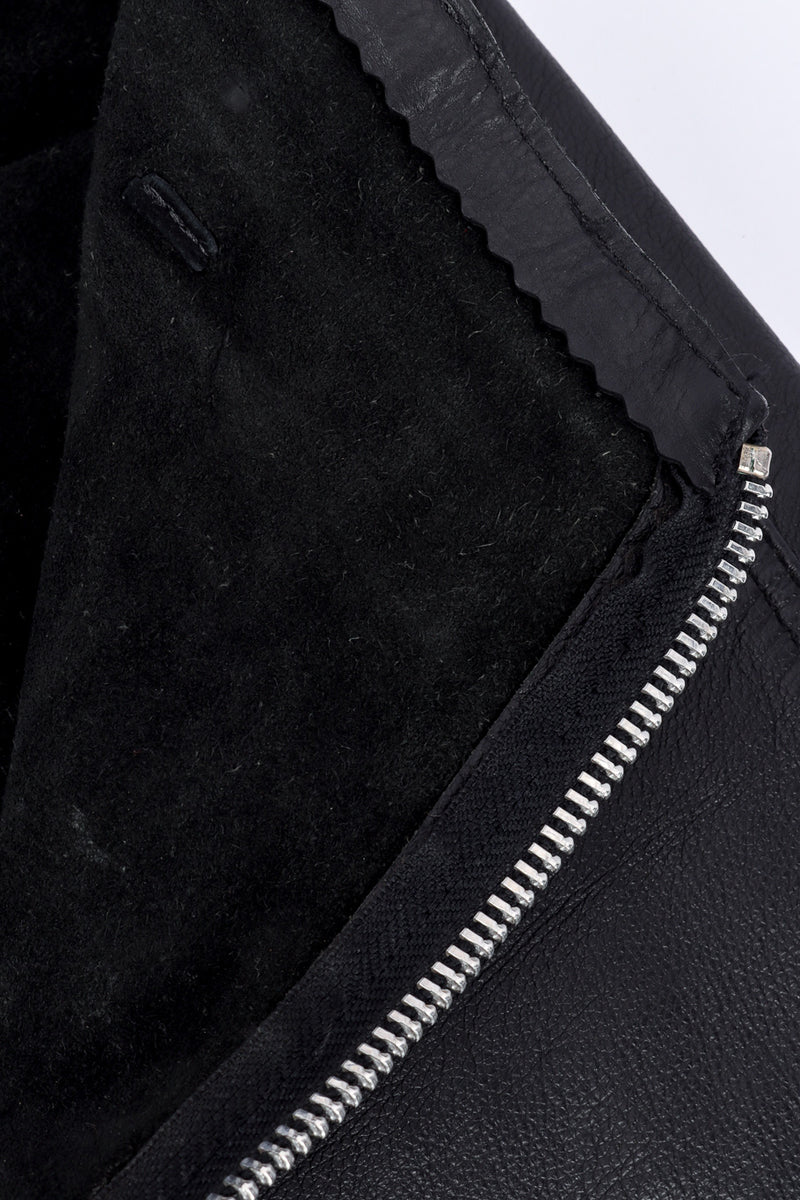 Vintage Stormy Leather Zipper Rise Leather Pant lint on interior closeup @recessla
