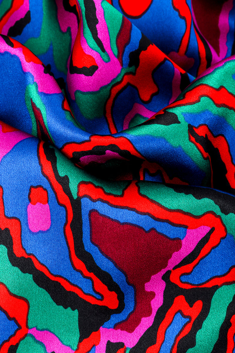 Vintage Saint Laurent Rive Gauche Abstract Print Velvet Blouse fabric closeup @recessla