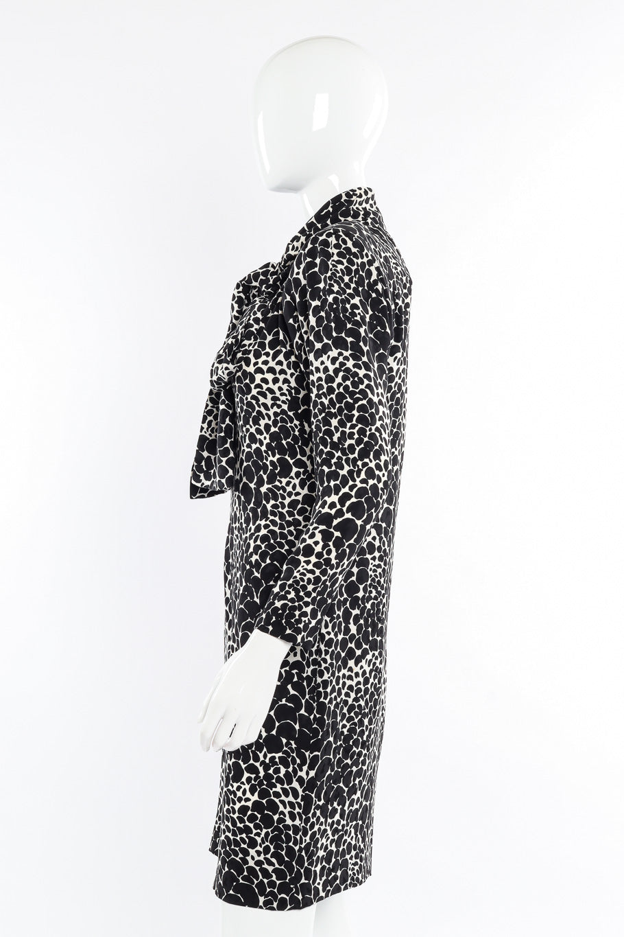 Vintage Saint Laurent Petal Print Silk Dress side view on mannequin closeup @Recessla