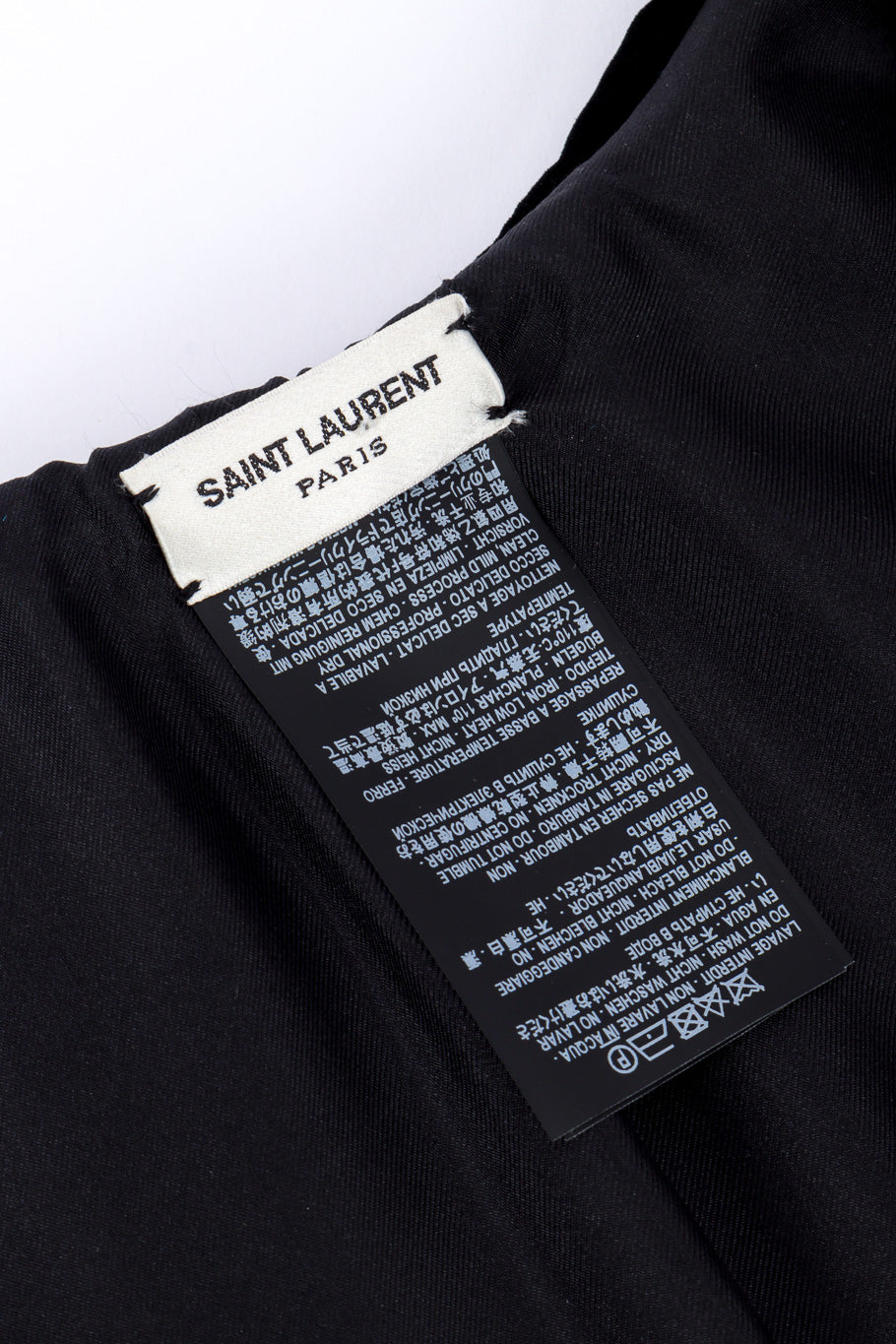 Saint Laurent Velvet Lace Babydoll Dress signature label closeup @recessla