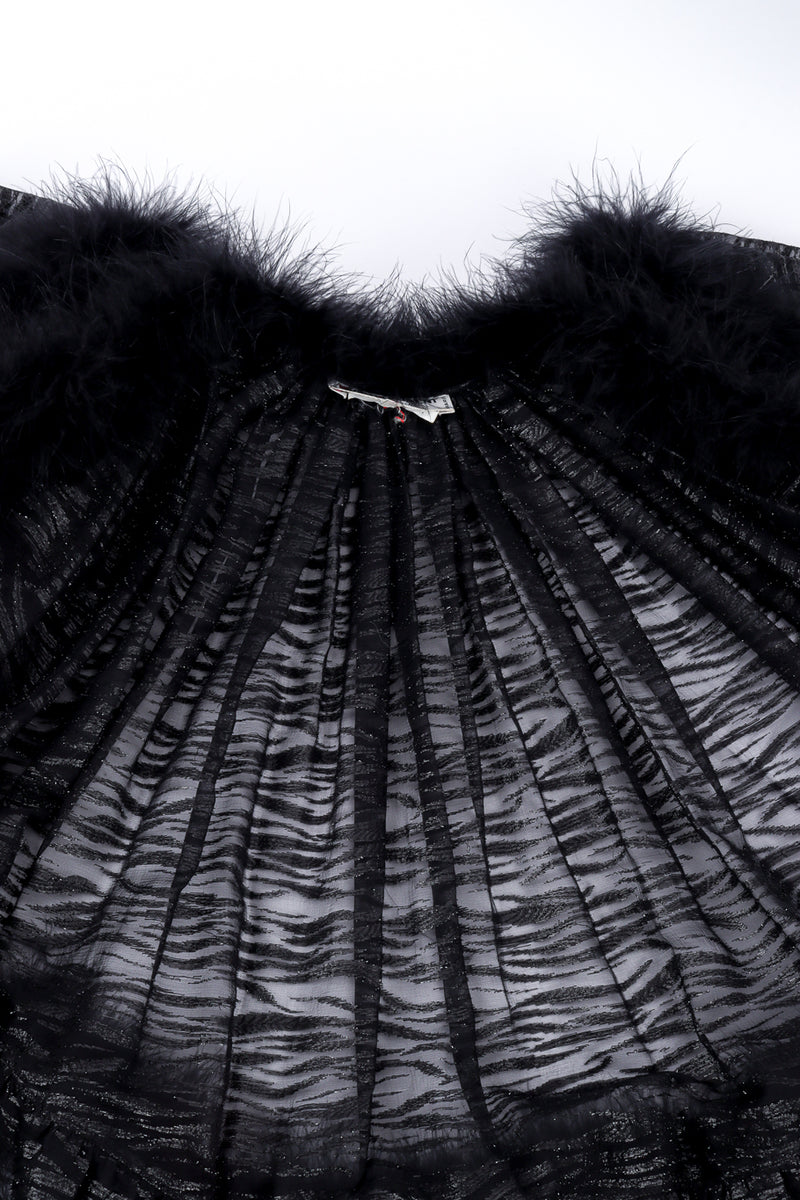 Vintage Saint Laurent Metallic Silk Feathered Duster interior view @recessla