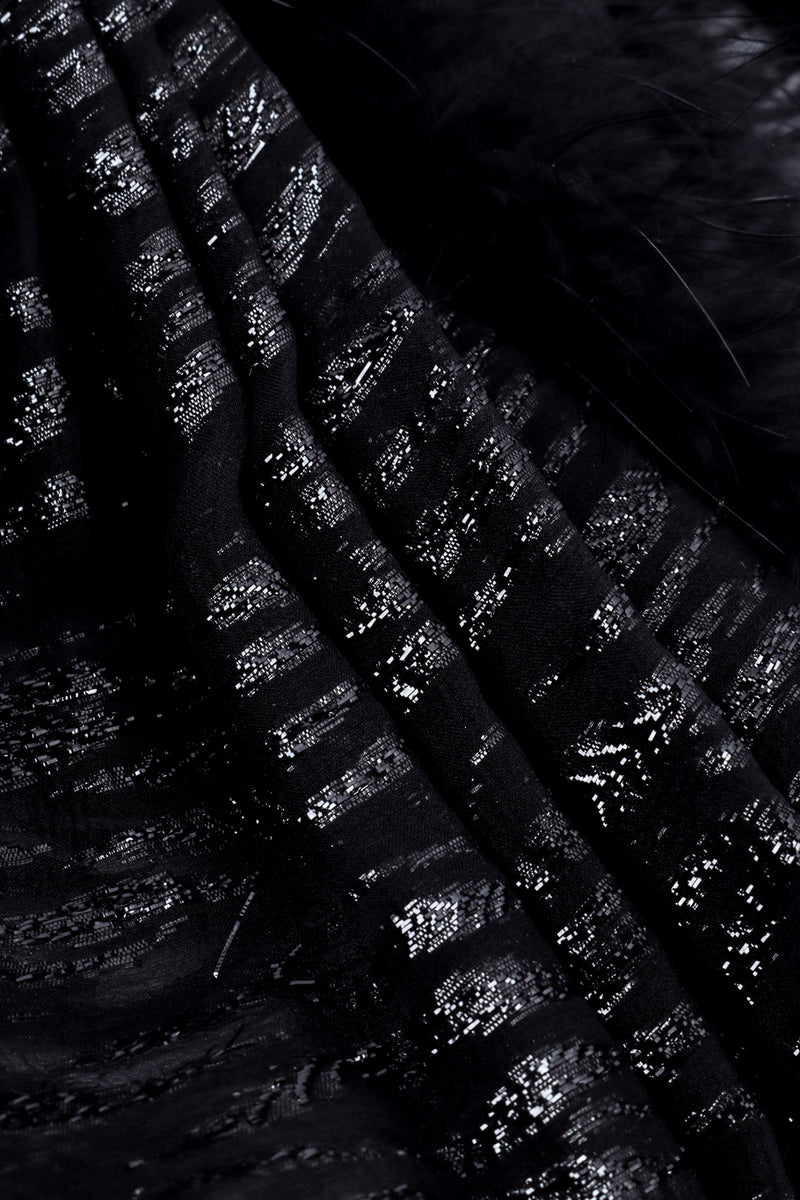 Vintage Saint Laurent Metallic Silk Feathered Duster fabric closeup @recessla