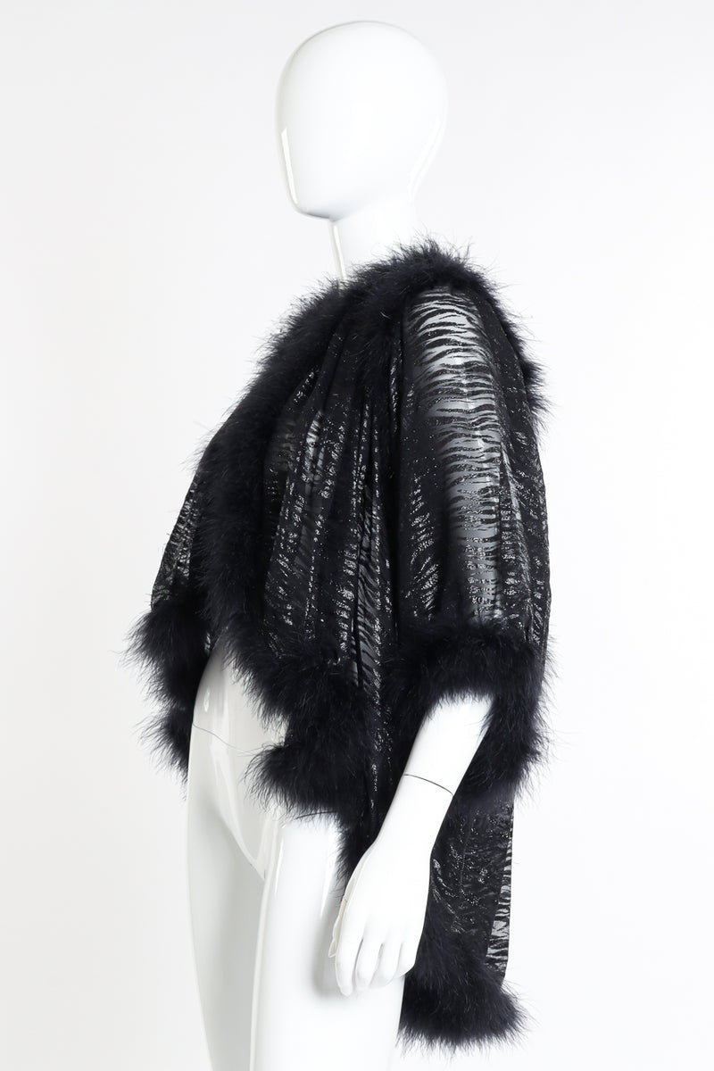 Vintage Saint Laurent Metallic Silk Feathered Duster side on mannequin @recessla