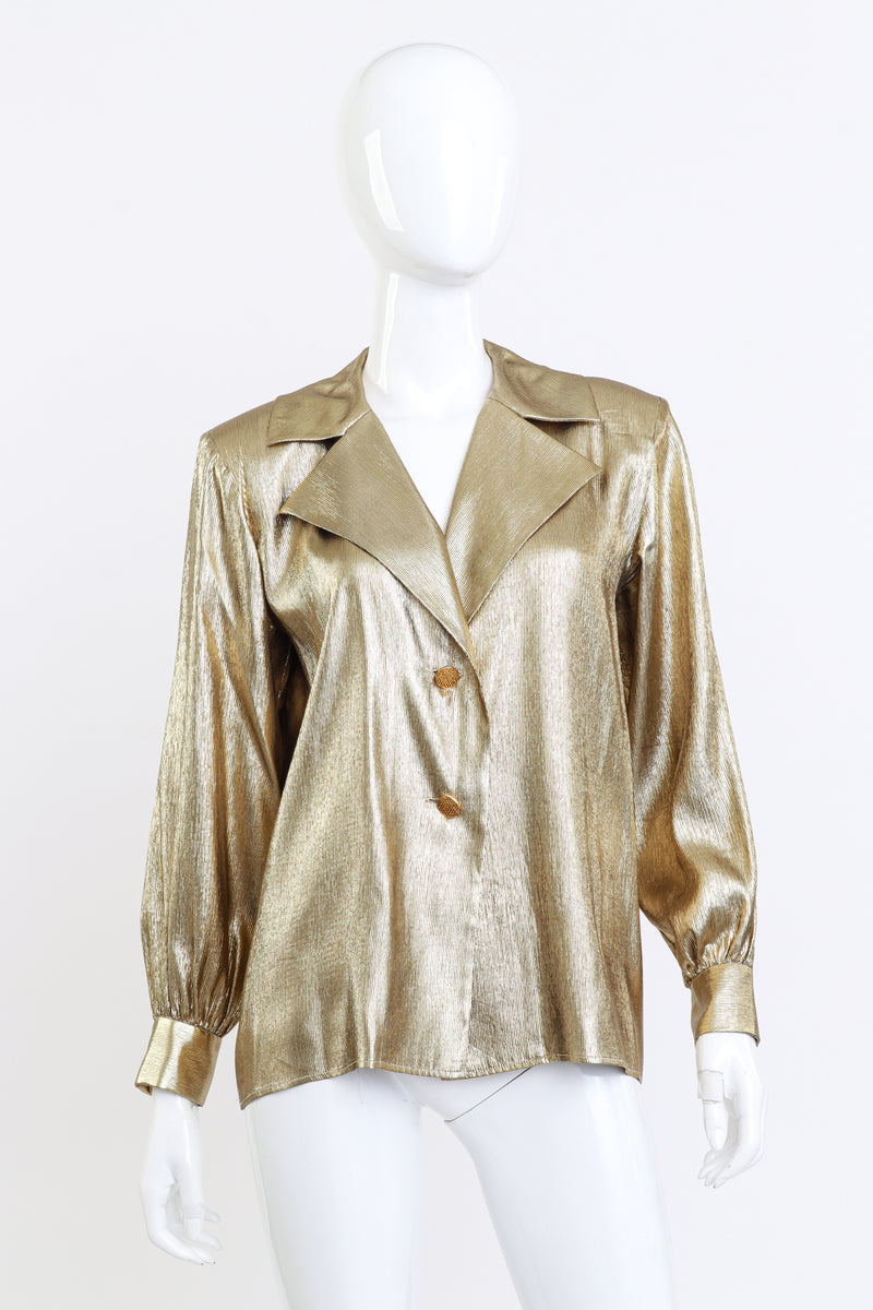 Metallic Silk Blouse by Saint Laurent on mannequin @ Recess LA