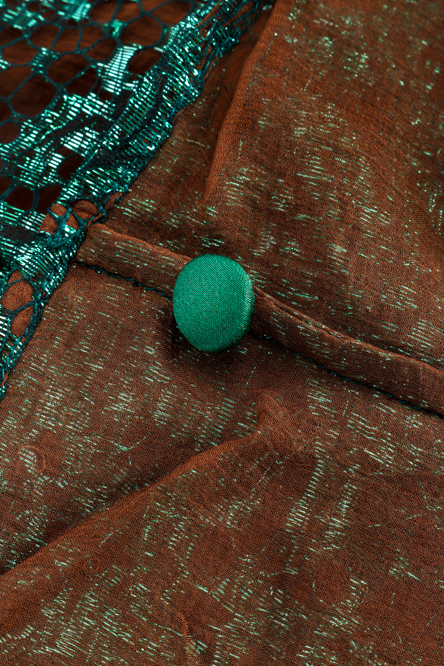 Vintage Saint Laurent Rive Gauche Metallic Lace Blouse additional button closeup @recessla