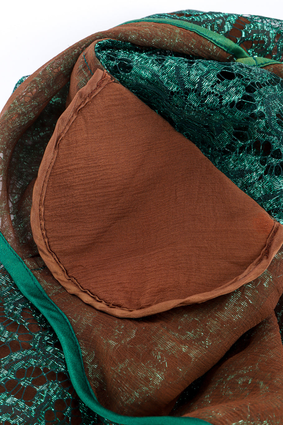 Vintage Saint Laurent Rive Gauche Metallic Lace Blouse shoulder pad closeup @recessla