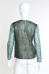 Vintage Saint Laurent Rive Gauche Metallic Lace Blouse back on mannequin @recessla