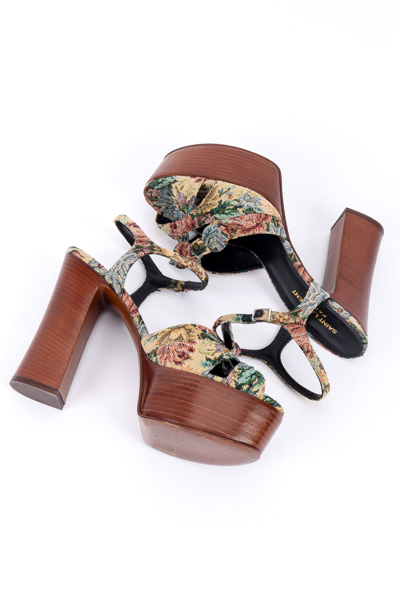 New Womens Ladies Floral Embroidered Block Heeled Sandals Ankle Strap Shoes  Size