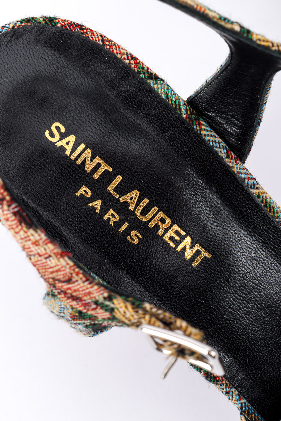 Saint Laurent Floral Tapestry Platform Heels innersole signature @recessla