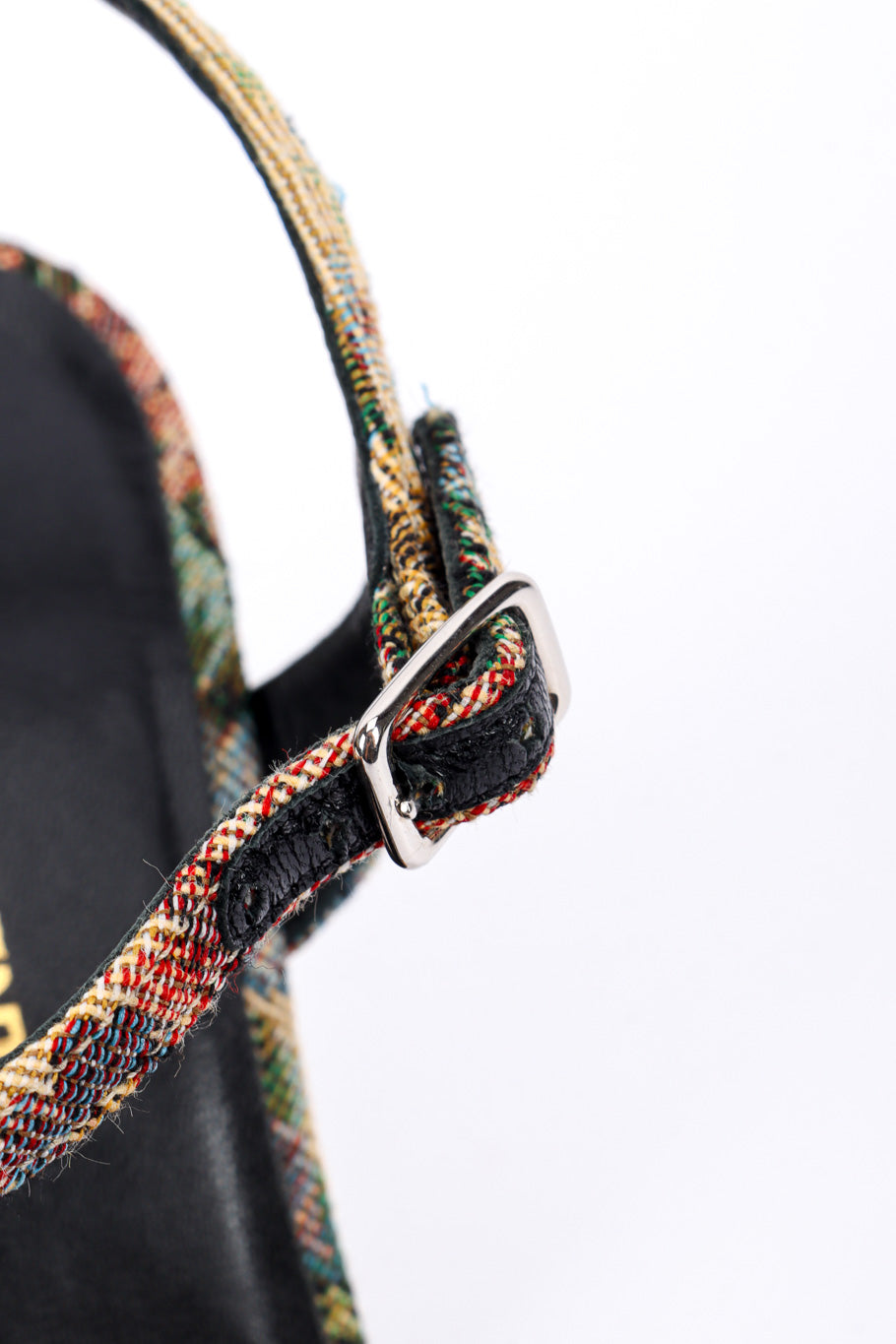 Saint Laurent Floral Tapestry Platform Heels leather strap creasing @recessla