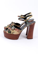 Saint Laurent Floral Tapestry Platform Heels side @recessla