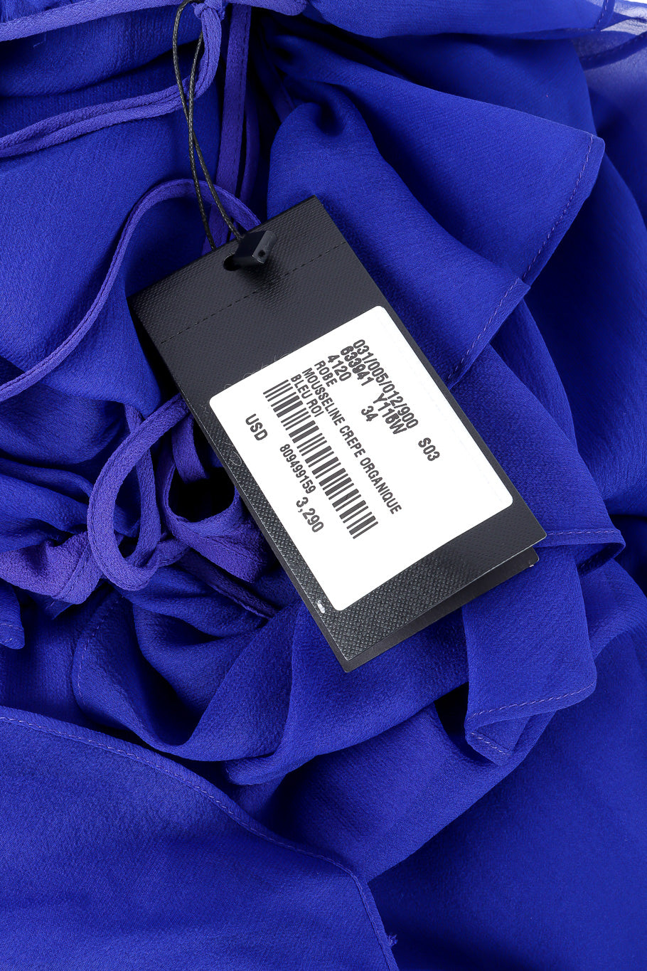 Saint Laurent 2020 Fall Sheer Silk Ruffle Dress tag details closeup @Recessla