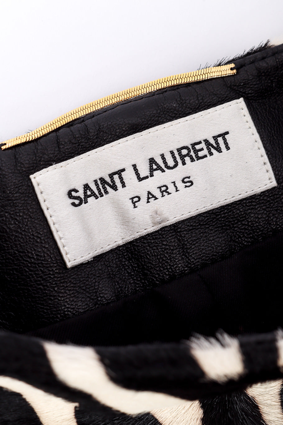 Saint Laurent 2019 F/W Zebra Print Midi Skirt label closeup @Recessla