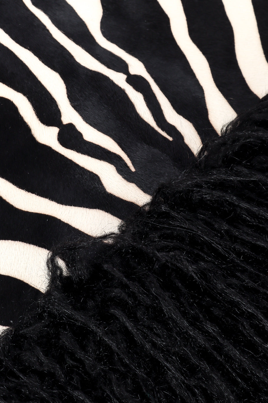 Saint Laurent 2019 F/W Zebra Print Midi Skirt calf and fur closeup @Recessla