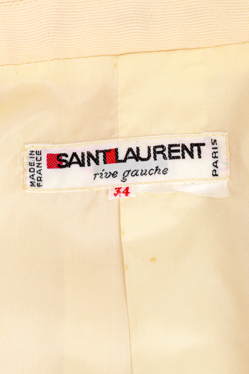 Yves Saint Laurent Puff Sleeve Cropped Blazer label @RECESS LA