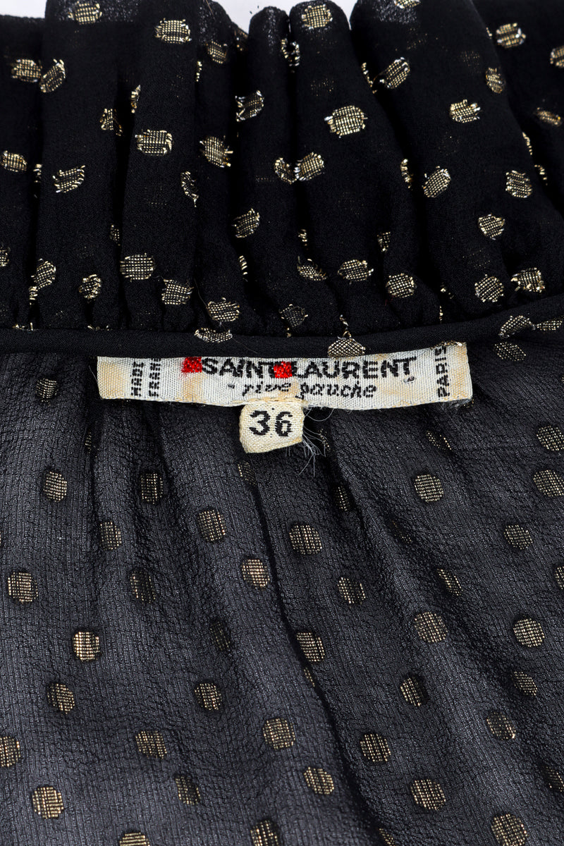 Vintage Saint Laurent Rive Gauche Polka Dot Metallic Blouse signature label @recess la