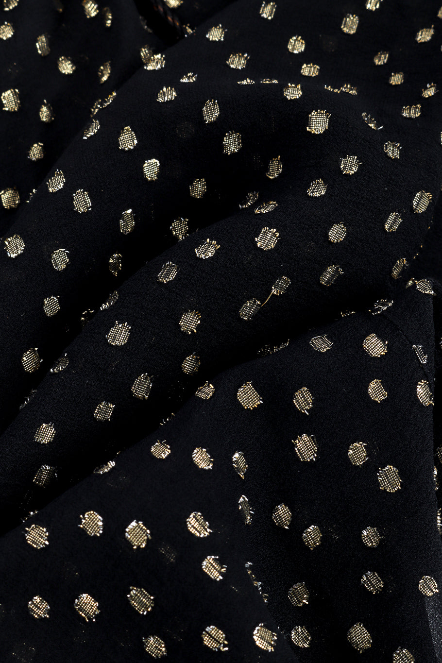 Vintage Saint Laurent Rive Gauche Polka Dot Metallic Blouse fabric closeup @recess la