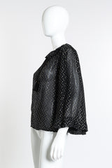 Vintage Saint Laurent Rive Gauche Polka Dot Metallic Blouse side  on mannequin  @recess la