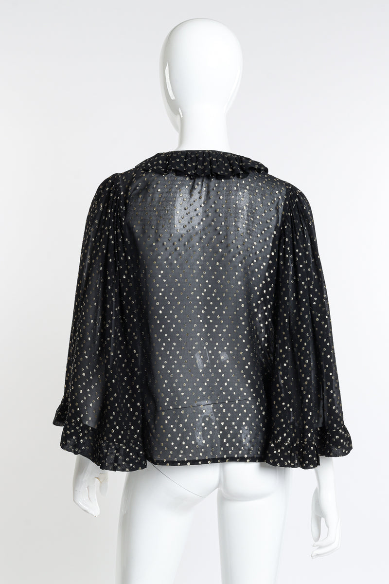 Vintage Saint Laurent Rive Gauche Polka Dot Metallic Blouse back on mannequin @recess la