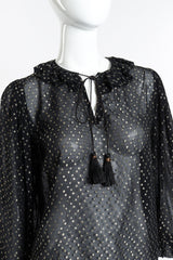 Vintage Saint Laurent Rive Gauche Polka Dot Metallic Blouse front on mannequin closeup @recess la