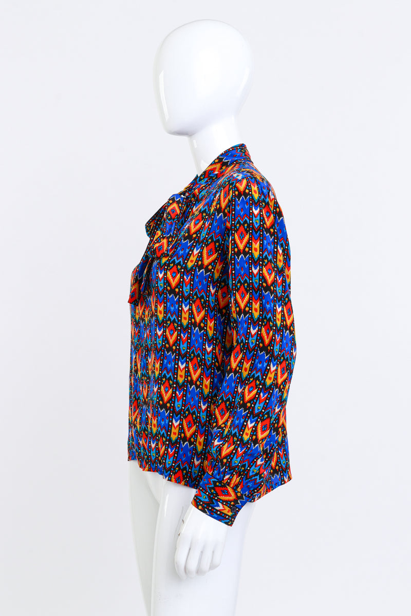 Vintage Saint Laurent Tribal Neck Tie Blouse side on mannequin @recess la