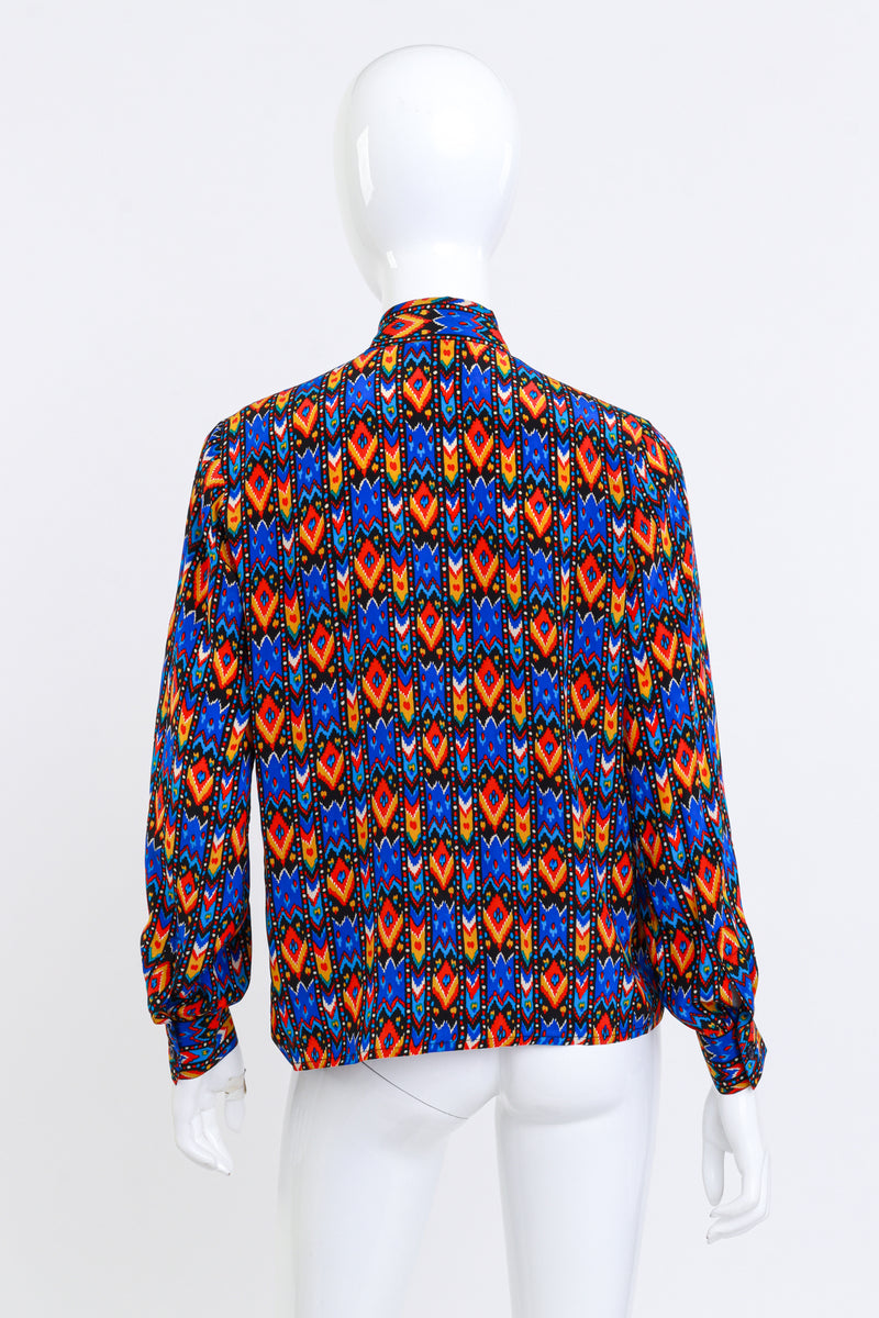 Vintage Saint Laurent Tribal Neck Tie Blouse back on mannequin @recess la